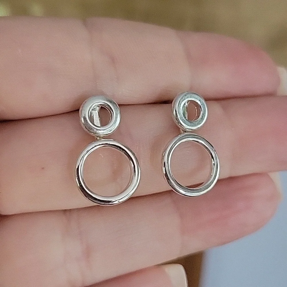 Front/Back Double Bubble Stud Earrings - Picture 4 of 6